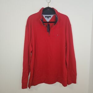 Tommy Hilfiger Red French Rib Quarter-Zip Knit Pullover XXL NWT